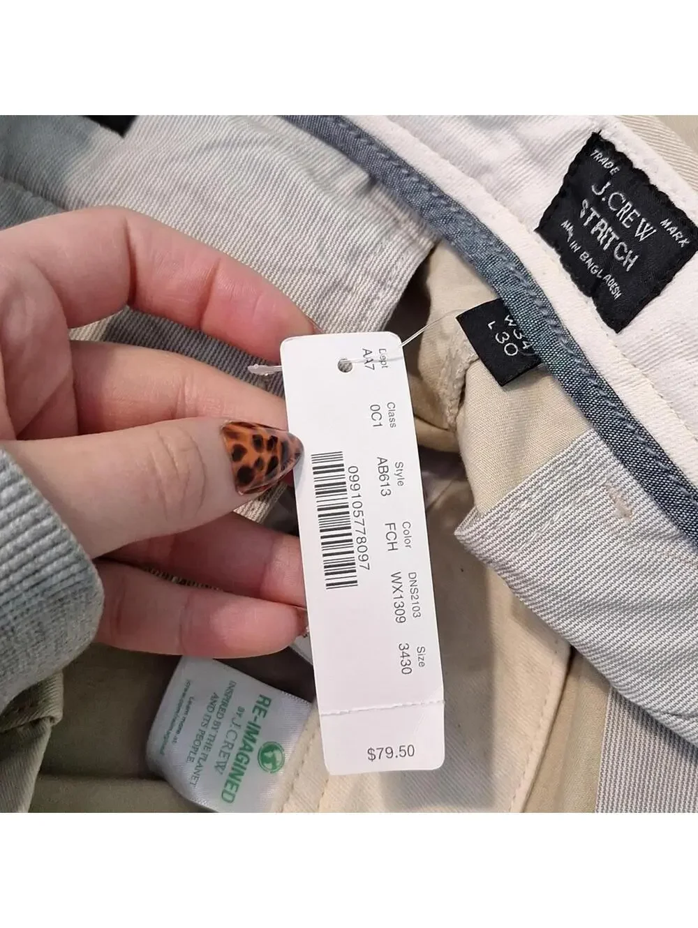 Nwt J. Crew Mens 250 Skinny Khaki Pant Size 34